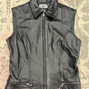 Vintage Giani Leather Vest Size M Soft Black Leather With Zippers
